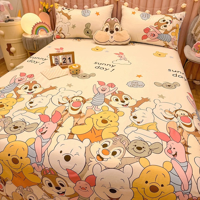 【小熊尼尼】纯棉全棉斜纹加密加厚单人x2套件棉布学生宿舍纯棉床单