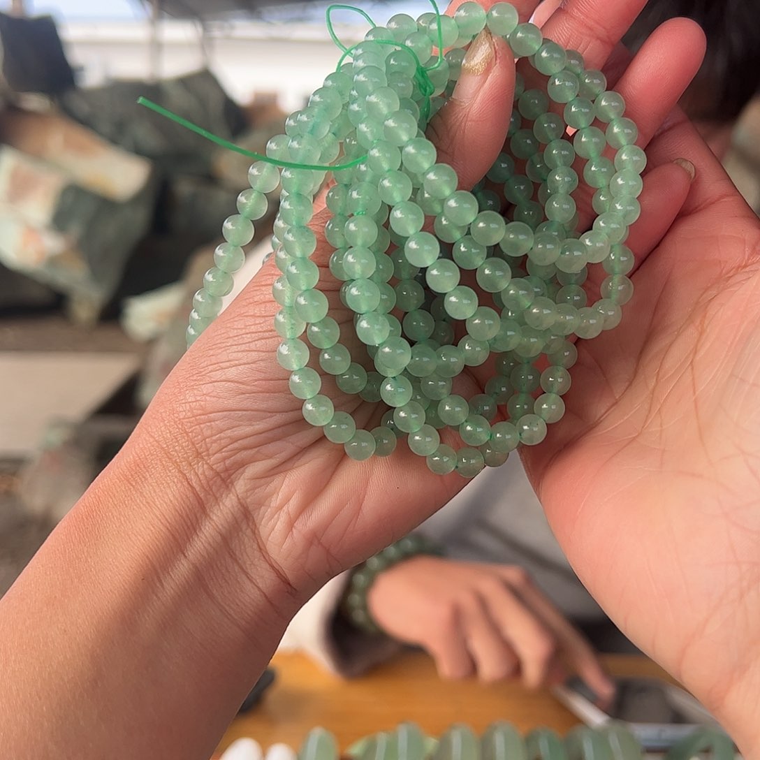 绿东陵冰晴水卡6手串福利无证书拍一发一