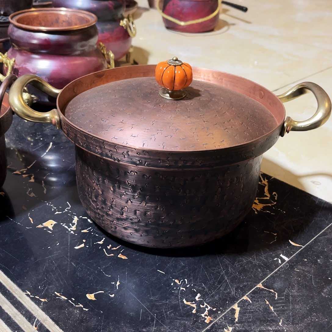 紫铜手工锻打工艺大寿喜guo