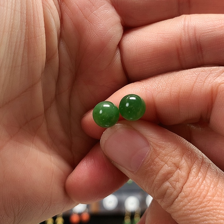 和田玉耳饰18K金镶嵌