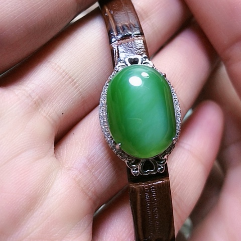 和田玉戒指银S925镶嵌