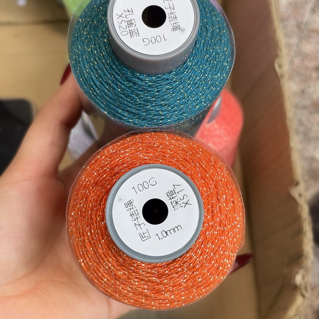 聚酯纤维1.0mm100克手搓棉—孔雀蓝+深橙