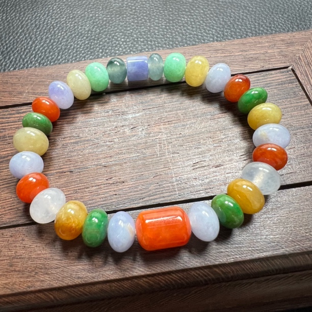 老料翡翠多宝手串A货