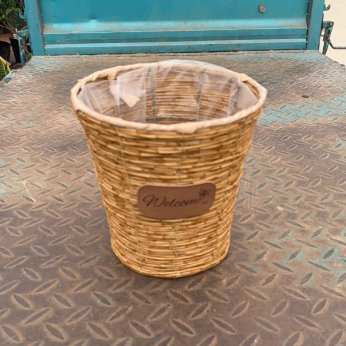 大号手工藤草编织田园风花盆