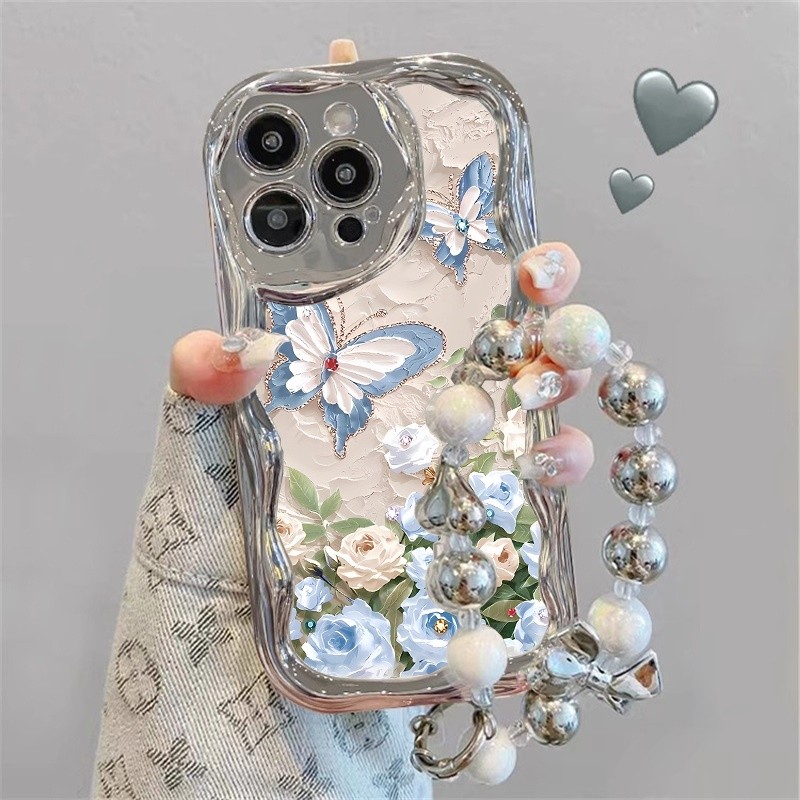 蝴蝶鲜花适用小米15pro手机壳挂绳红米note14/13pro气质k80保护套
