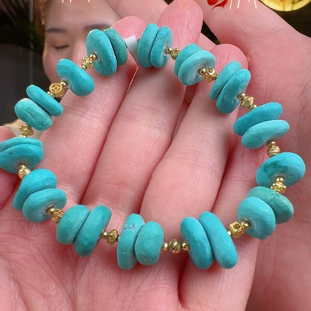 绿松石珠宝奇石18K金镶嵌