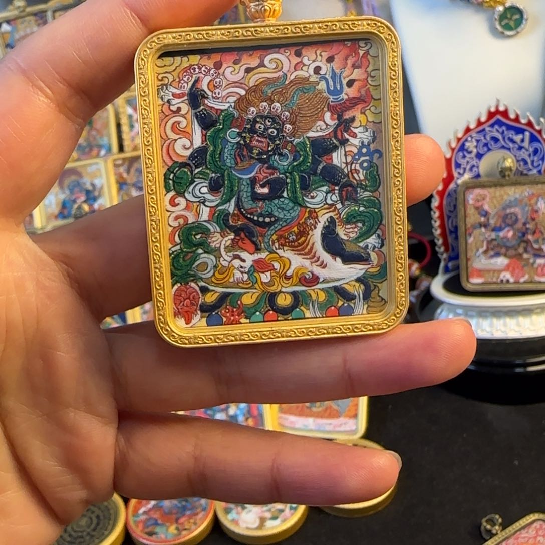 吊坠大黑天热贡唐卡