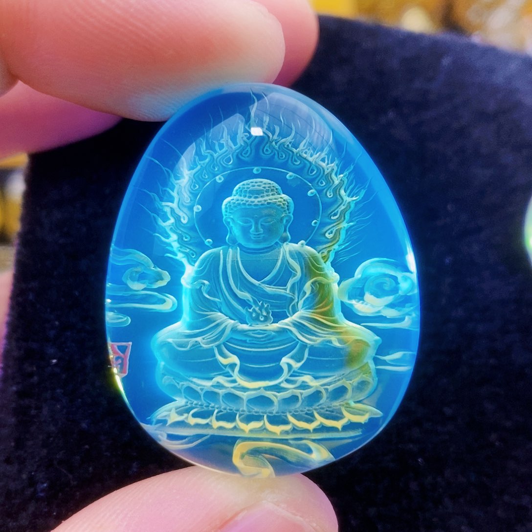 【闪购商品】未镶嵌颈饰蓝珀蓝珀阴雕