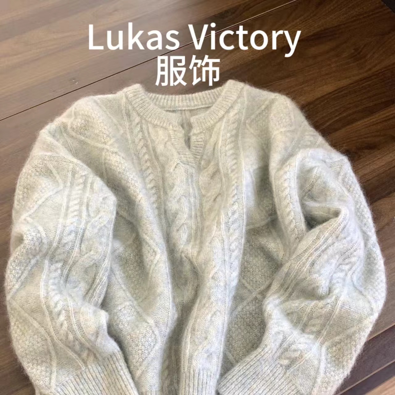 CB-L2477-秋冬季上新时尚潮流百搭毛衣手袖拼接男女同款