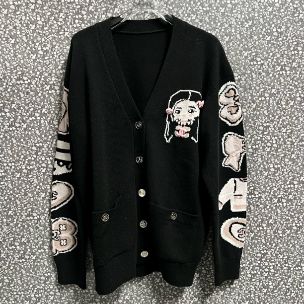 秋季新款长袖开衫卡通少女印花