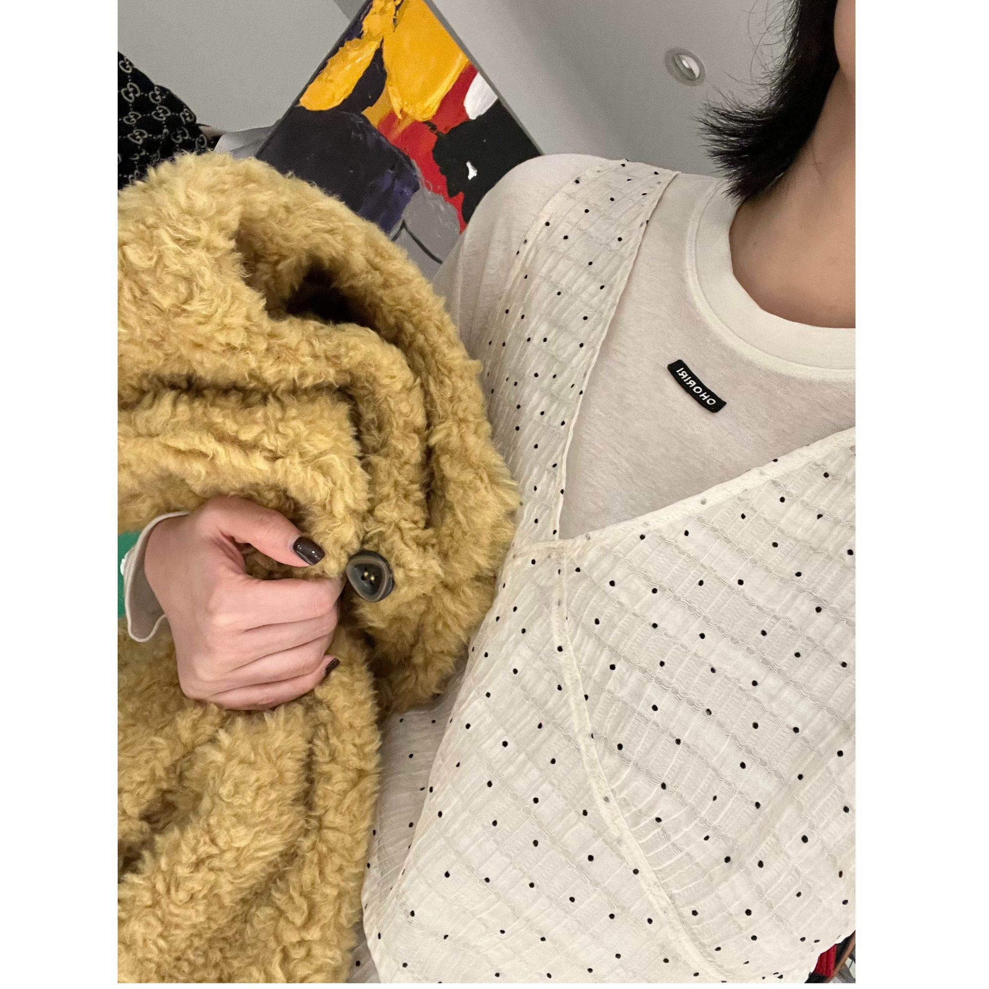 韩国面料点点纱连衣裙  J24Q337