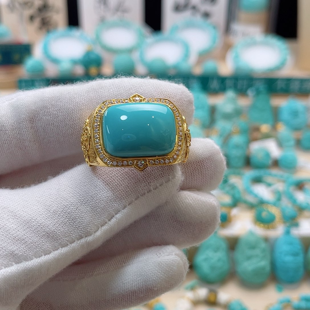 绿松石珠宝奇石18K金镶嵌