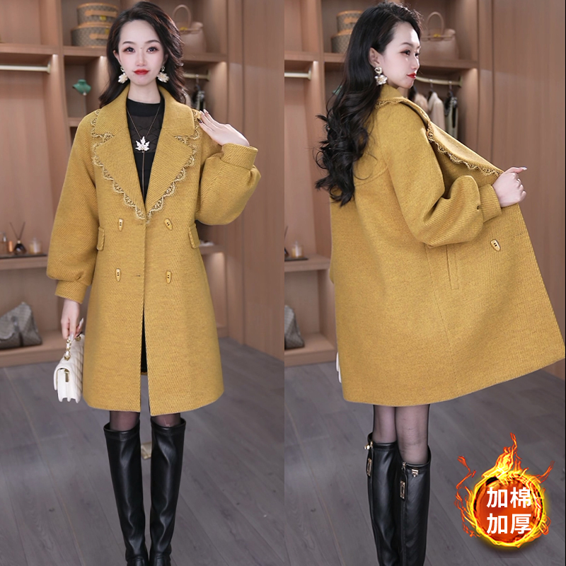 优雅新款气质时尚大气减龄休闲收腰显瘦韩版风衣加棉外套29033