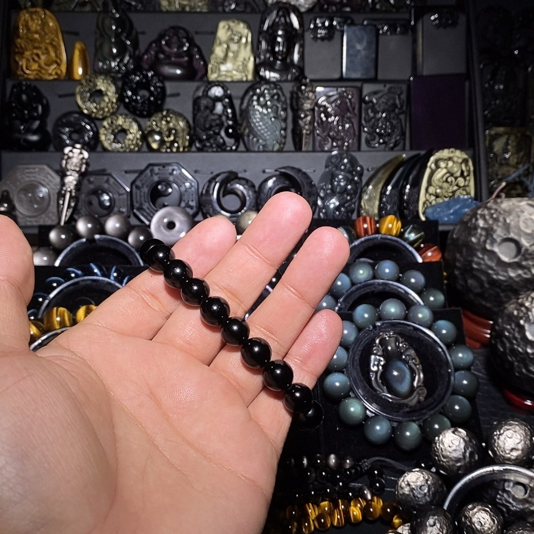 文***才黑曜岩未镶嵌手链