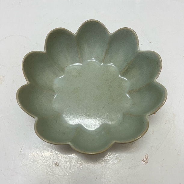 汝窑花口洗摆件器型规整胎质干老釉面莹润纯手工老物件
