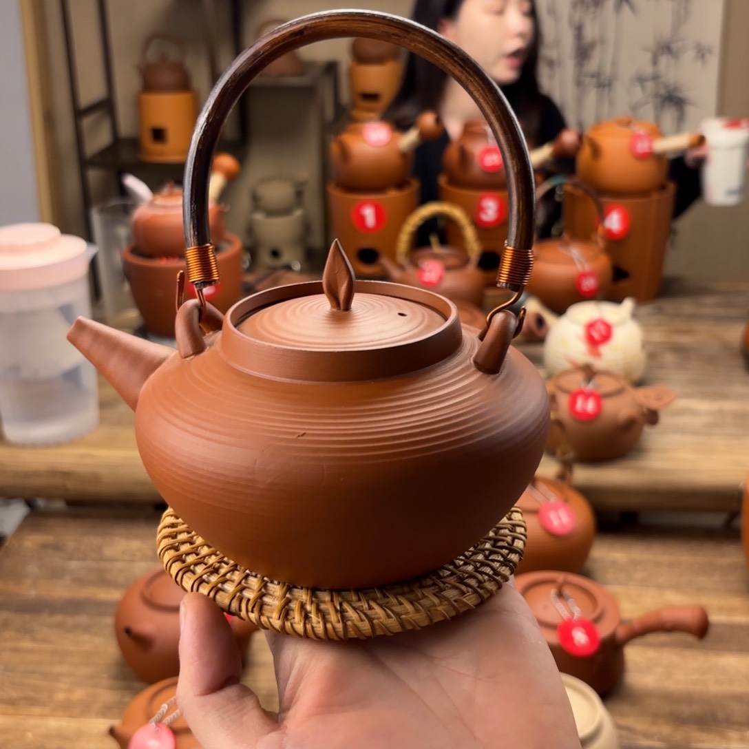 煮水煮茶甘甜 潮州砂铫壶 搭藤垫