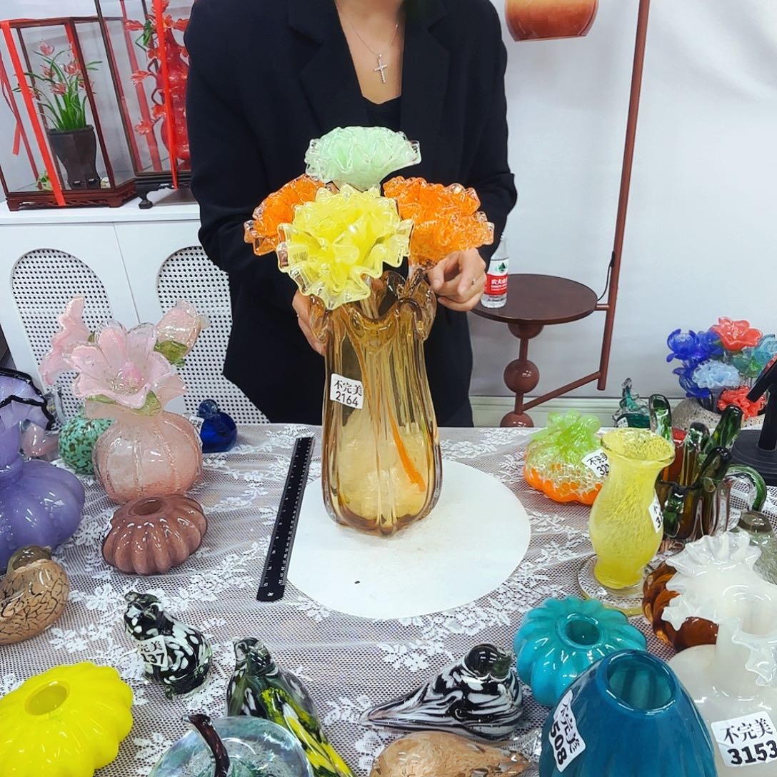 4花1瓶不夜光安妮家居琉璃摆件不完美