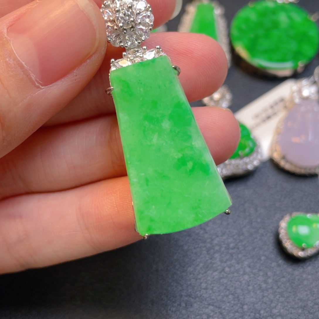 翡翠银S925镶嵌吊坠(不含链)