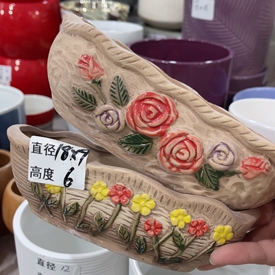 多肉绿植陶瓷花盆9.9包邮，有孔