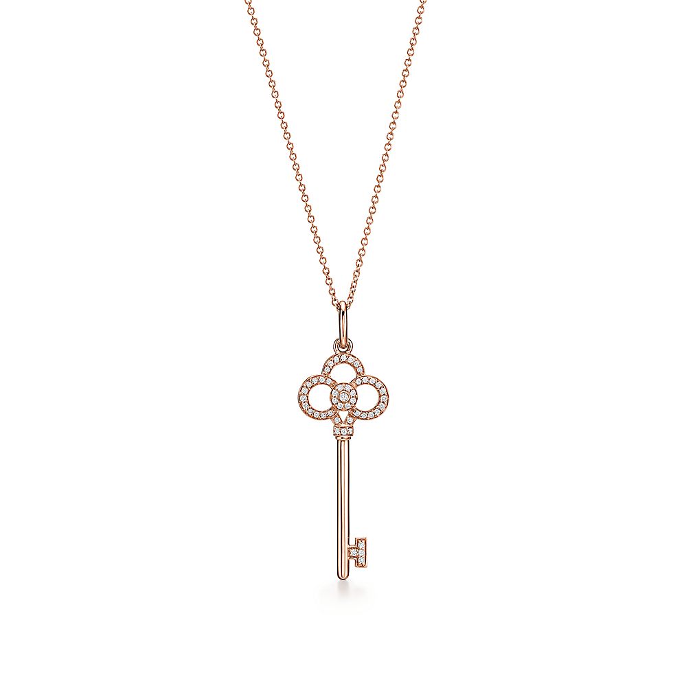 99新 Tiffany & Co./蒂芙尼 Tiffany Keys18K金皇冠 半钻钥匙项链