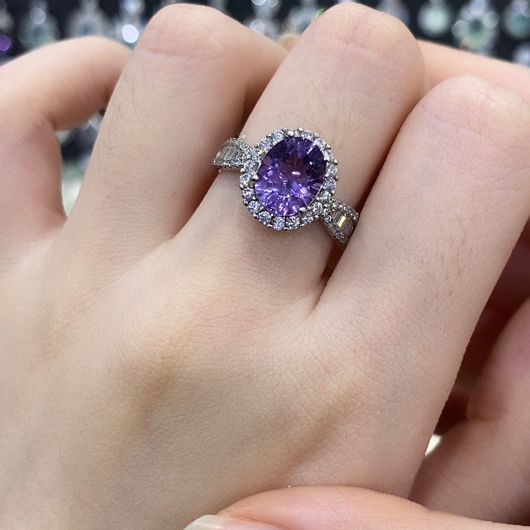 紫晶戒指银S925镶嵌