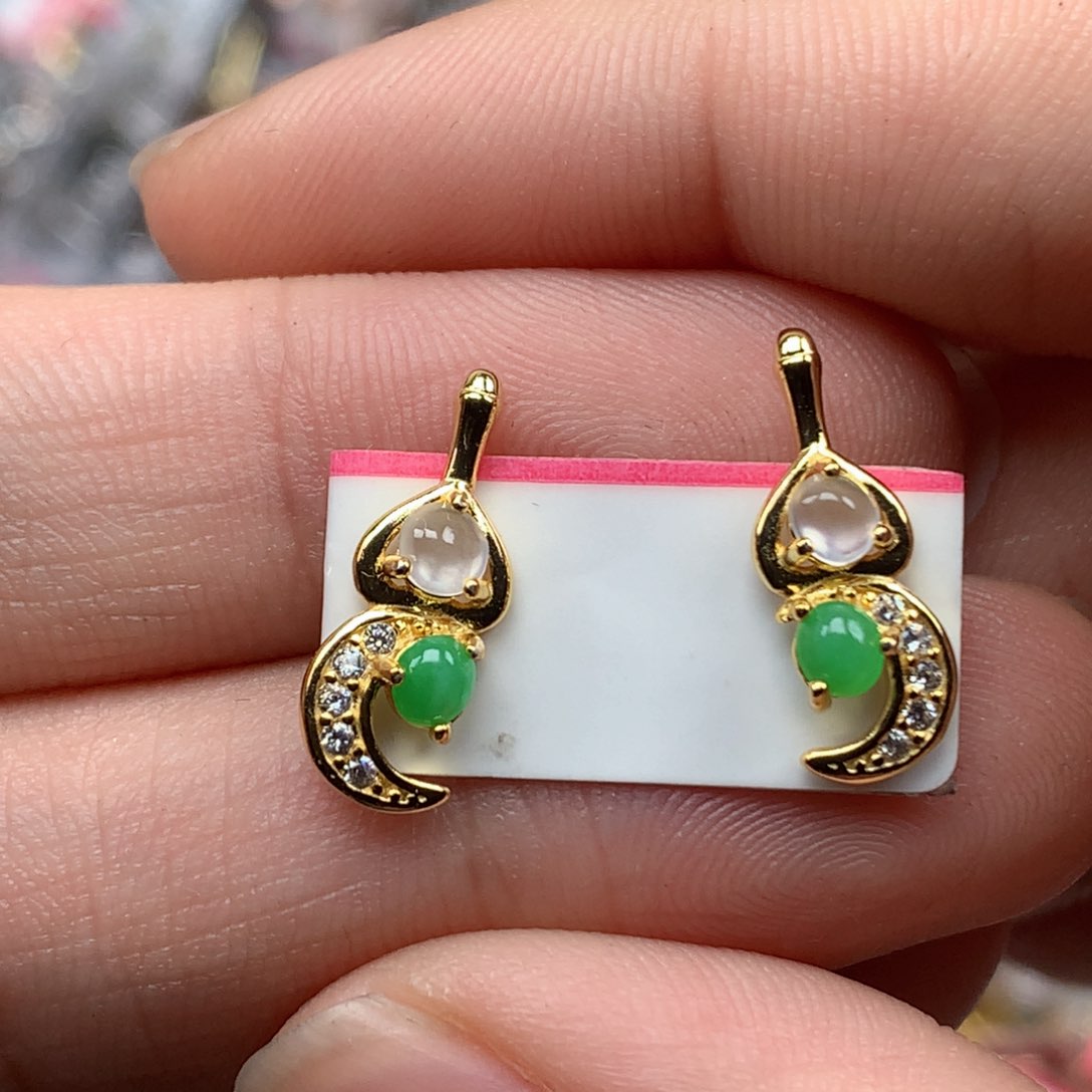 翡翠银S925镶嵌戒指天然翡翠吊坠