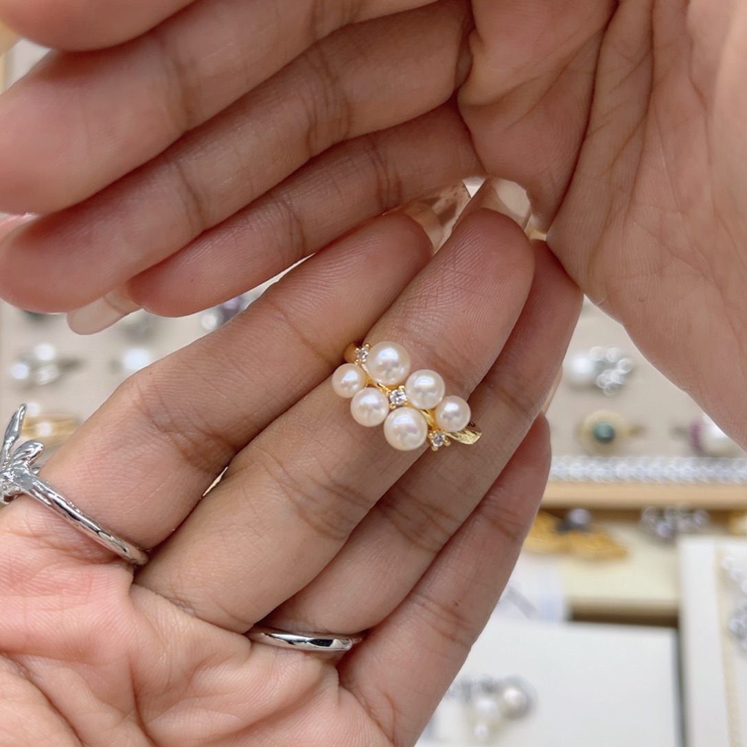安***l戒指淡水珍珠合金