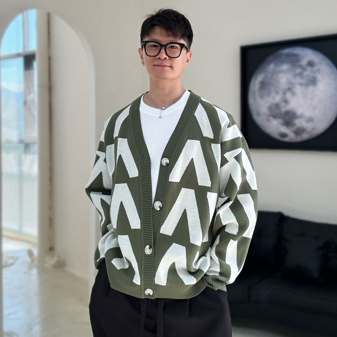 陆星家【VV开衫毛衣】慵懒风春季针织衫男士时尚百搭宽松休闲潮M30