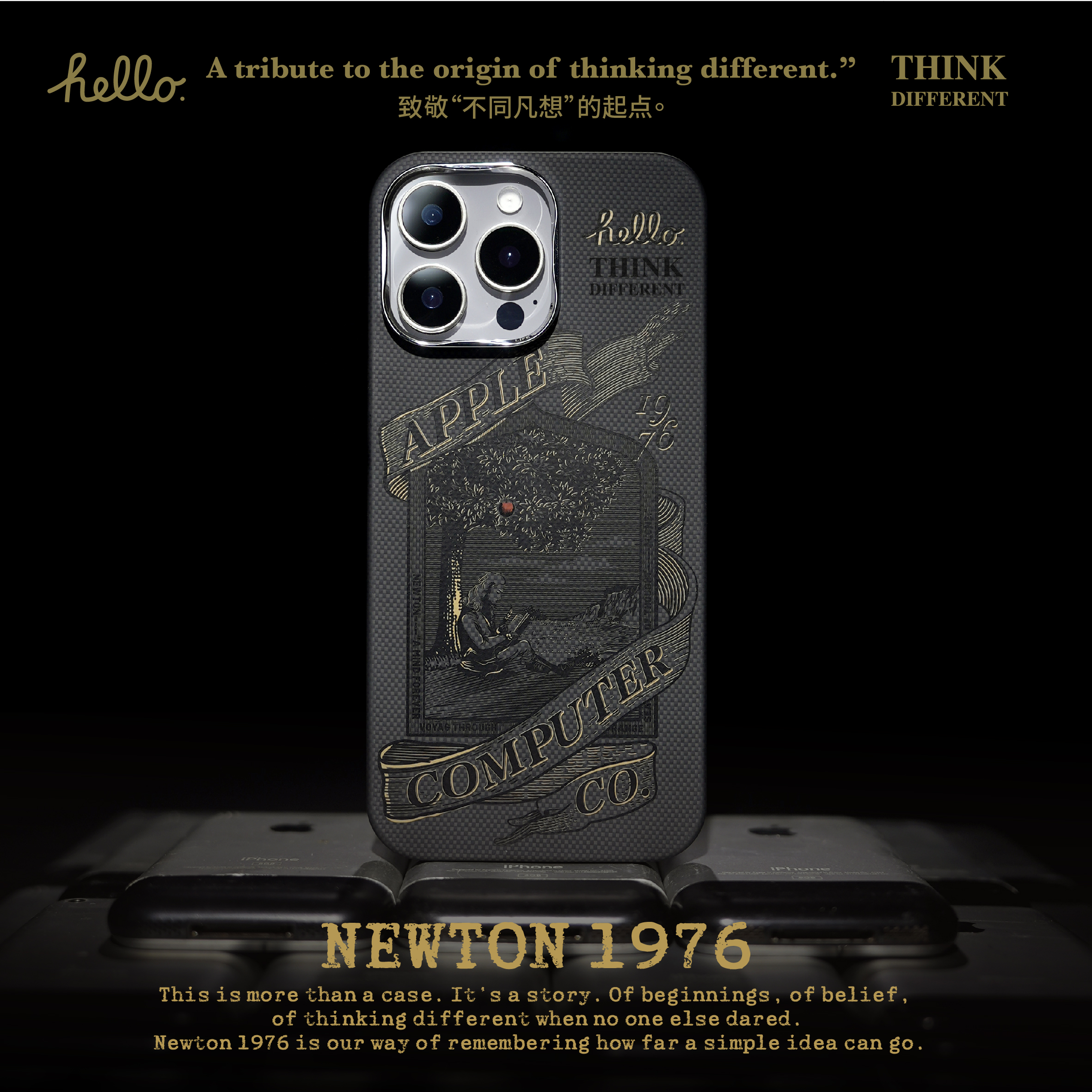 BANGK Newton1976适用于iphone16promax/16p凯夫拉手机壳超薄磁吸