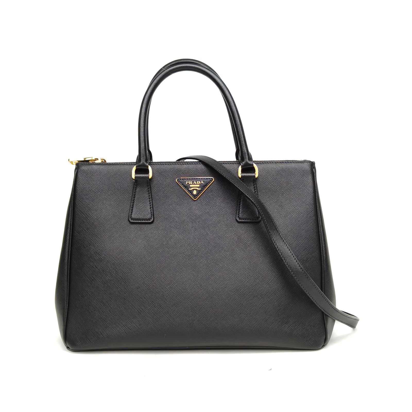 95新 Prada/普拉达 小花Jerry活动杀手包 大号 皮革C 黑色