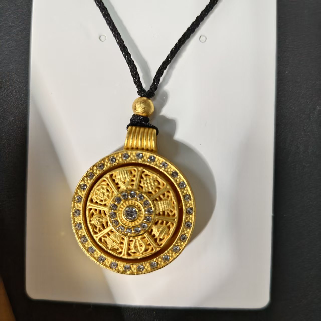 铜合金锆石吊坠 饰品编绳转动项坠时尚挂坠镶嵌双面传承