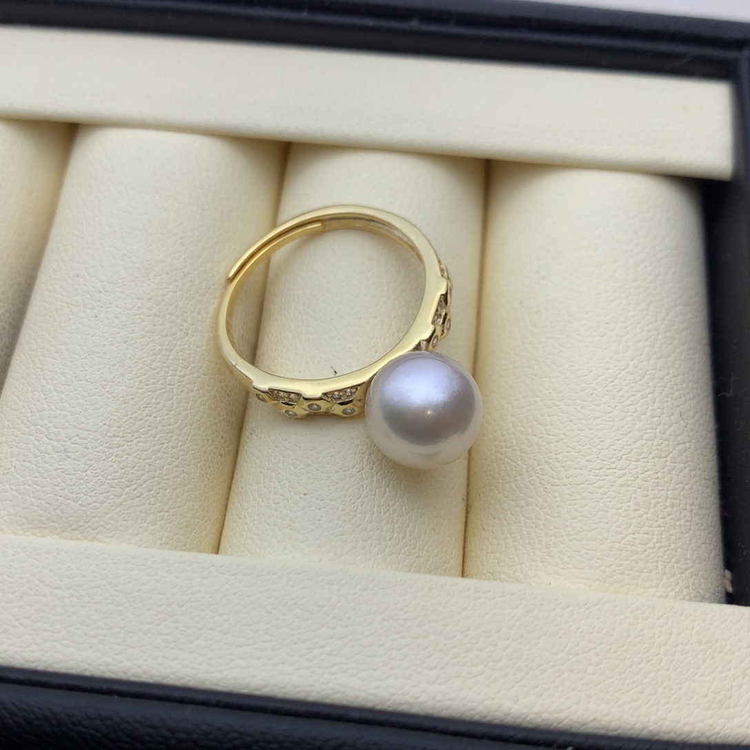 戒指银S925镶嵌海水珍珠