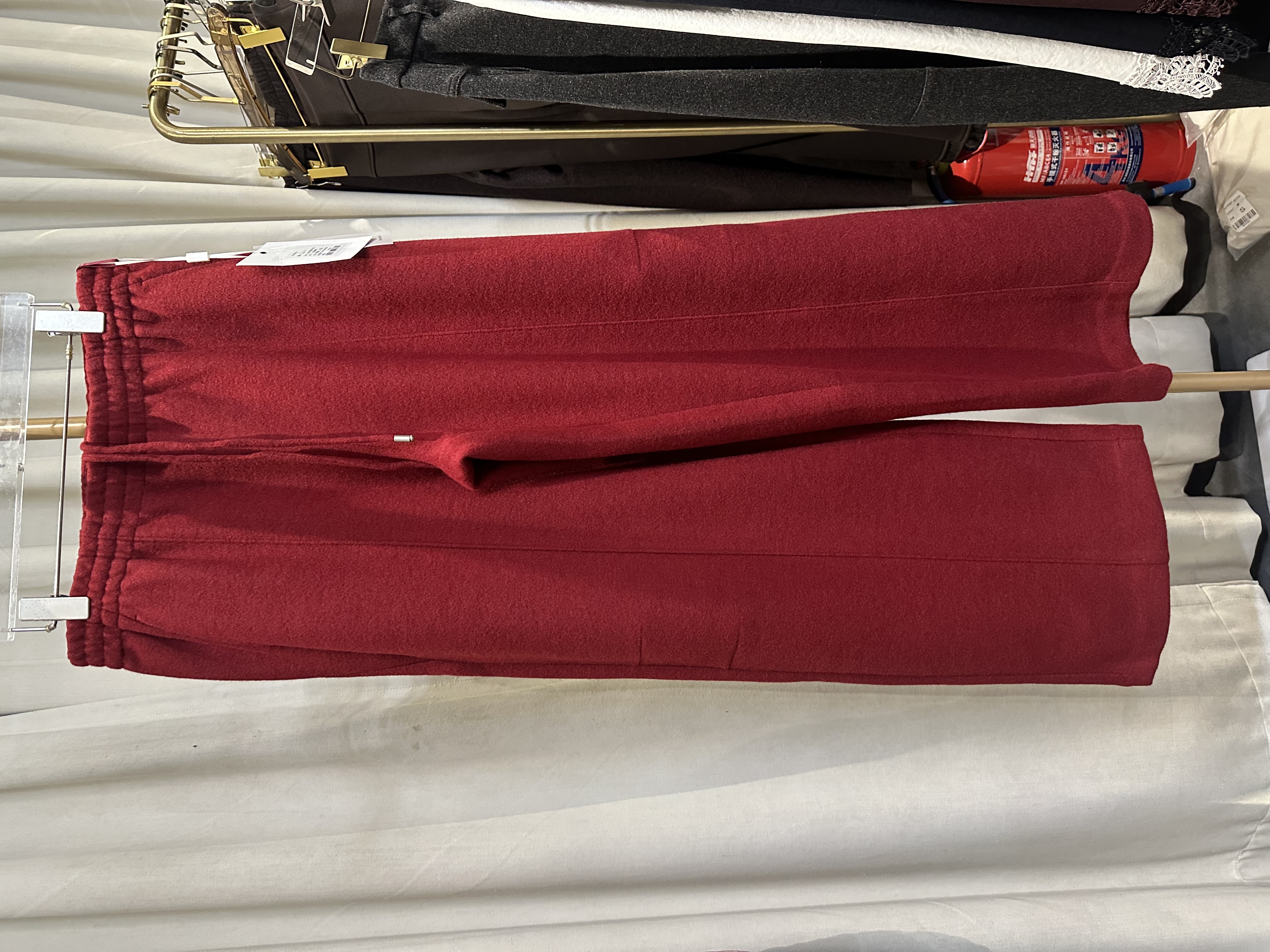 5889 秋冬松紧腰阔腿裤立体剪裁宽松时尚纯色休闲裤手提式高腰