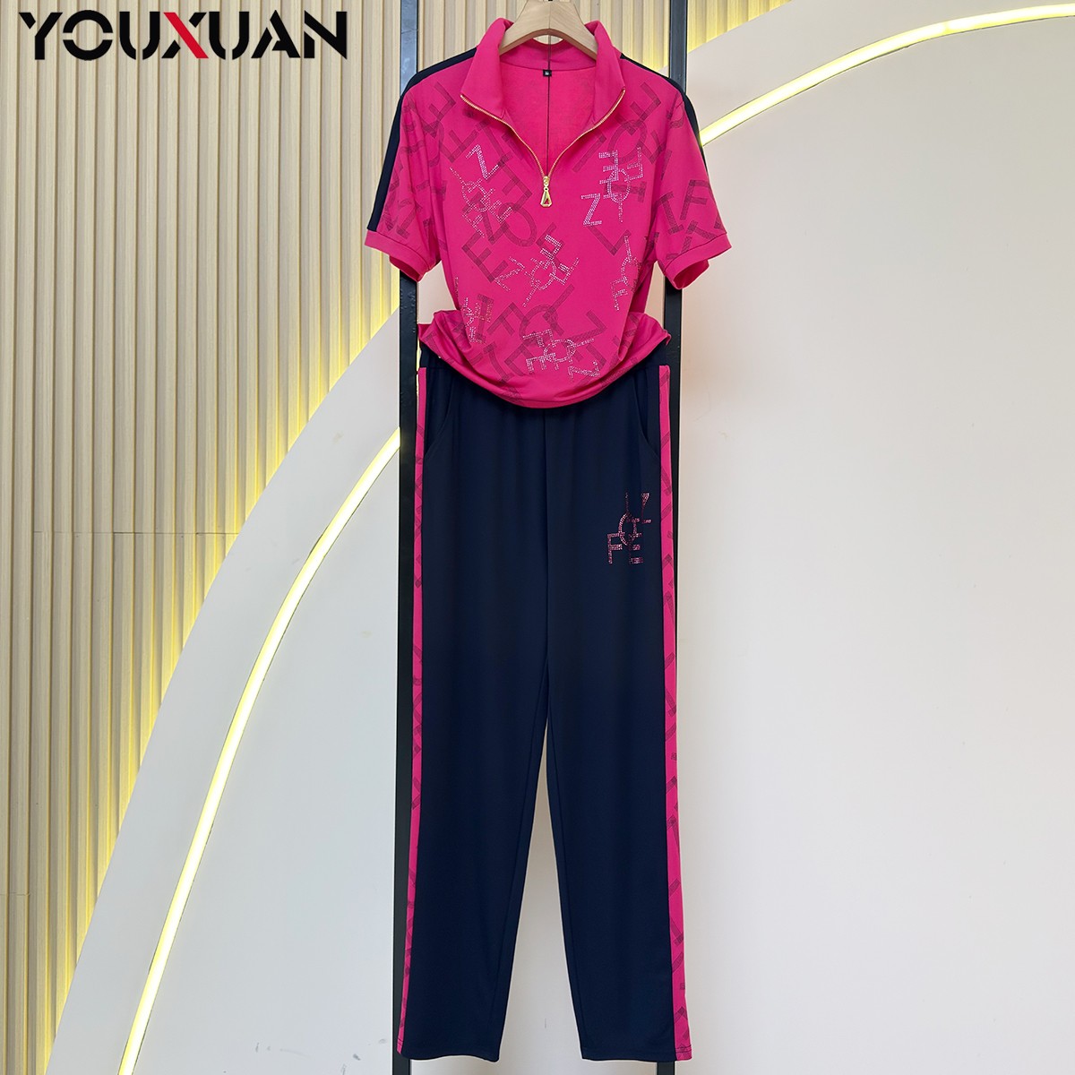 夏季新品女装显瘦百搭韩版时尚休闲洋气短袖运动套装89279