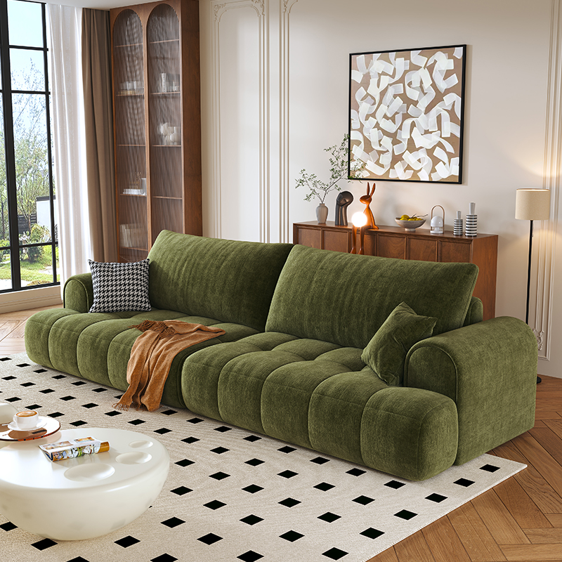  暖白色奶油风雪尼尔免洗沙发大小户型家用客厅简约