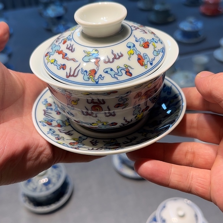 摆件直播间三才盖碗