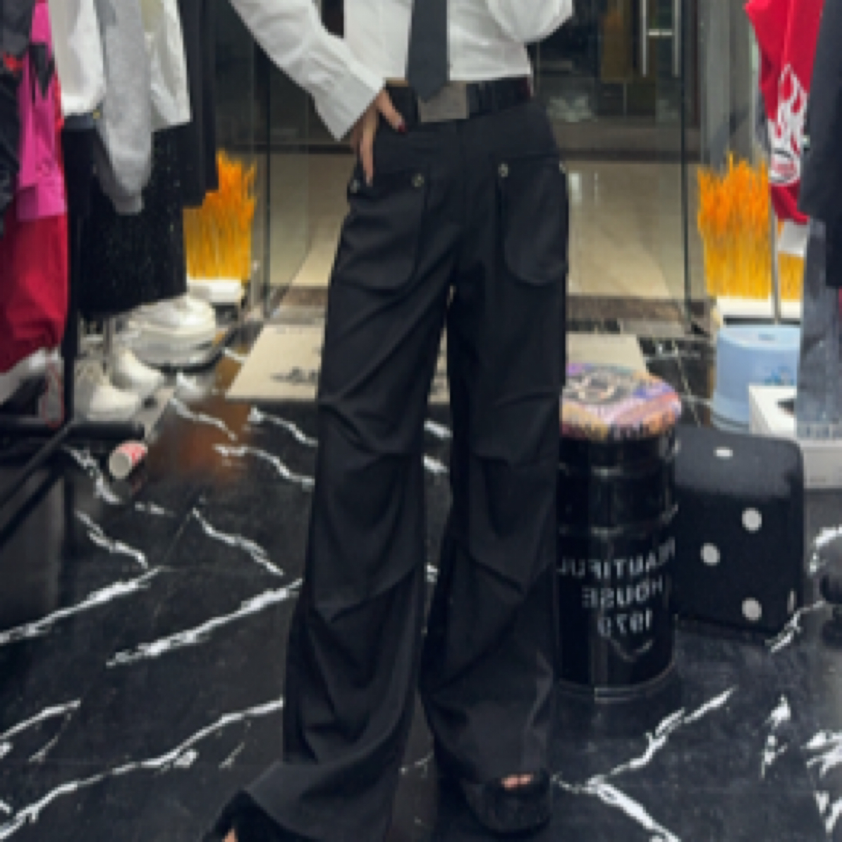 高街复古工装裤女宽松显瘦直筒休闲裤