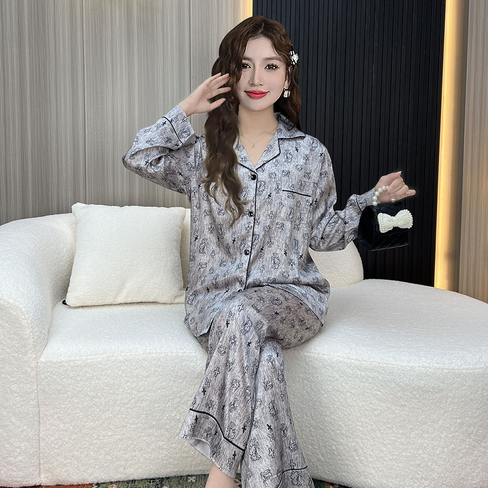 小香风冰丝睡衣女春季薄款丝绸高级感套装宽松春夏天家居服可外穿