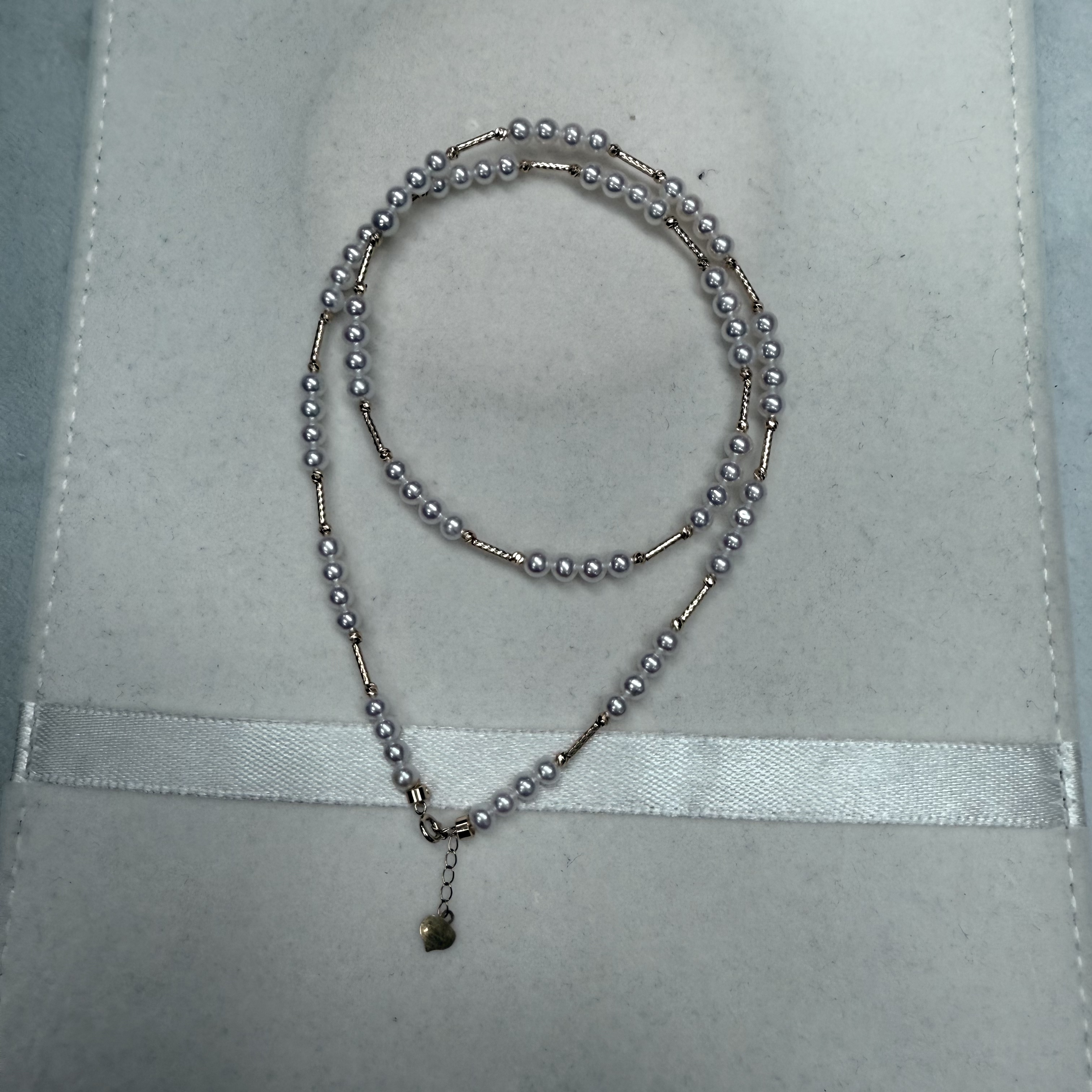 4mm淡水珍珠项链5A珠光18K金镶嵌时尚百搭强光手工