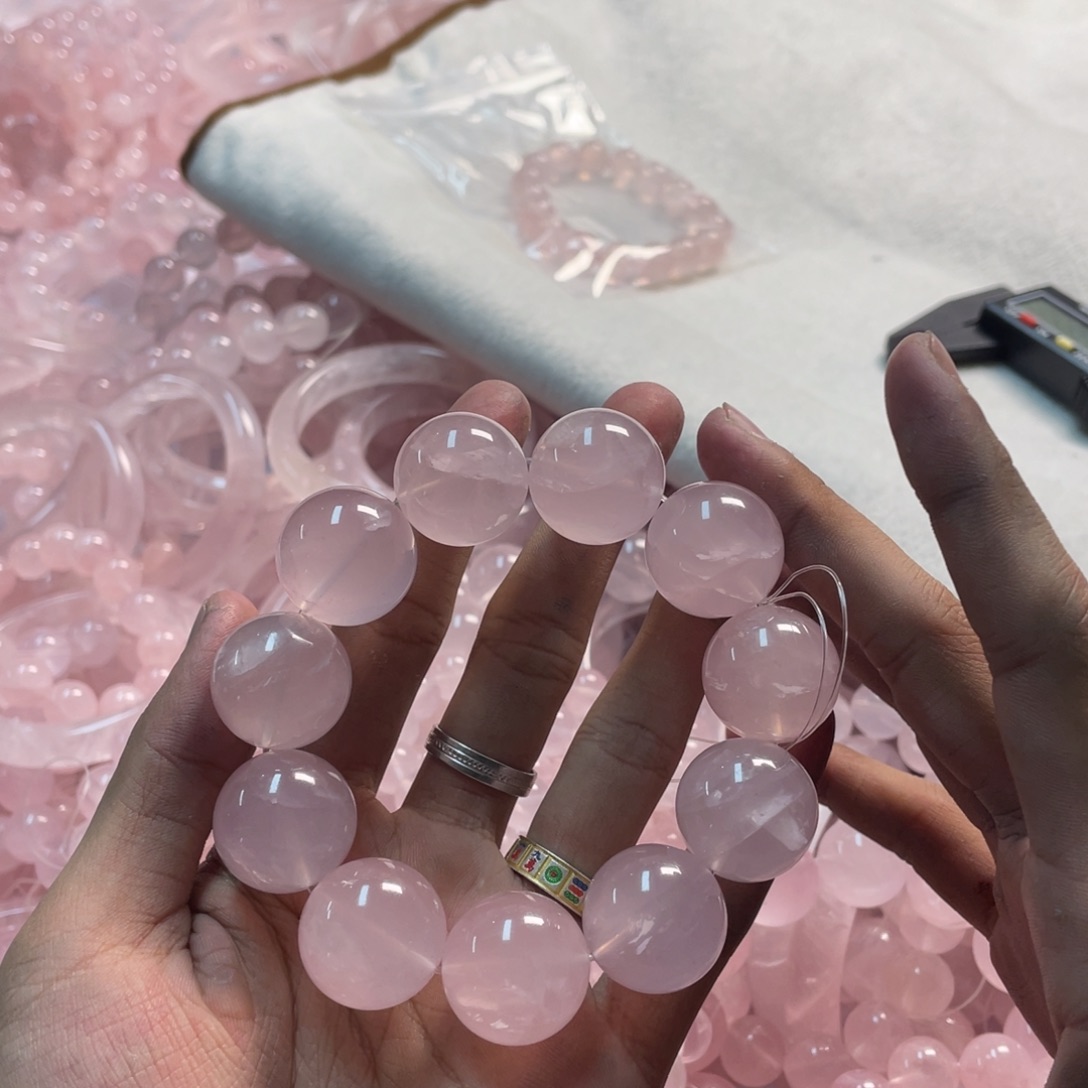 水晶天然莫粉手串21未镶嵌