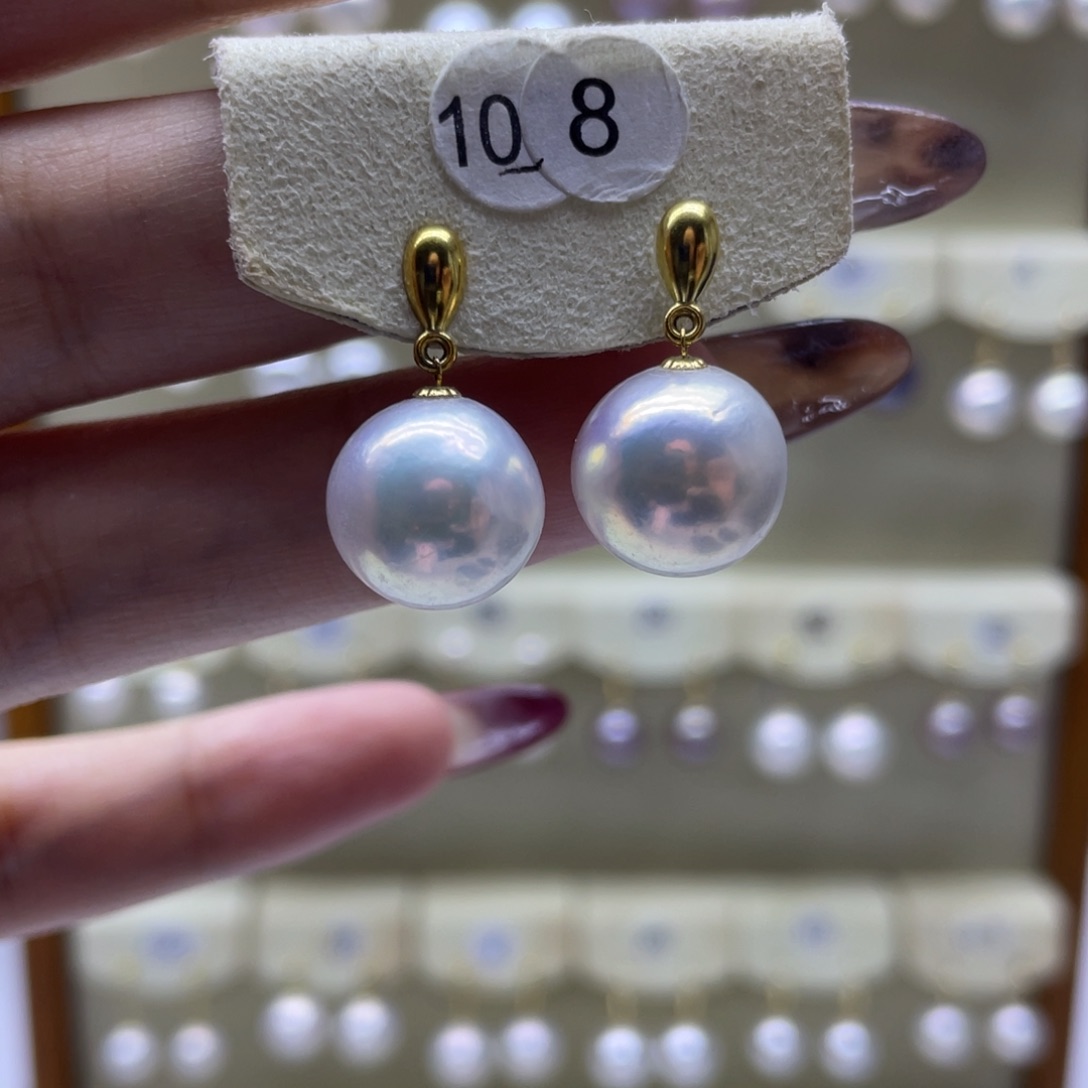 淡水珍珠耳饰18K金镶嵌