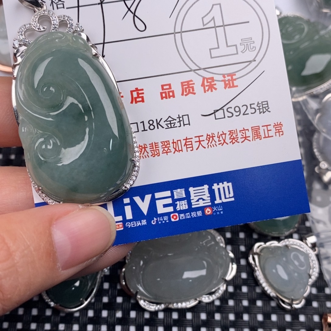 厉***哥翡翠银S925镶嵌颈饰