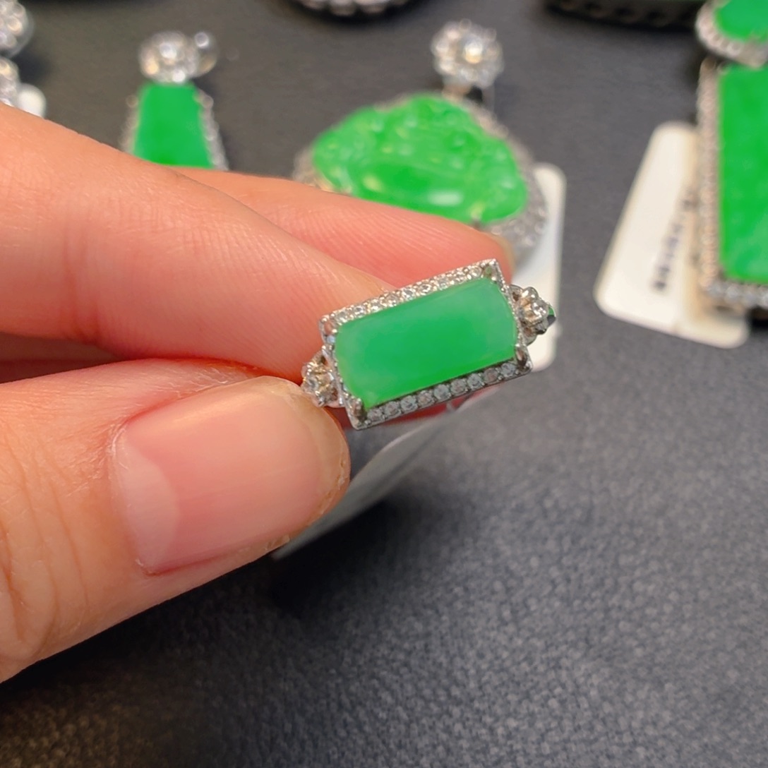 翡翠银S925镶嵌吊坠(不含链)戒指