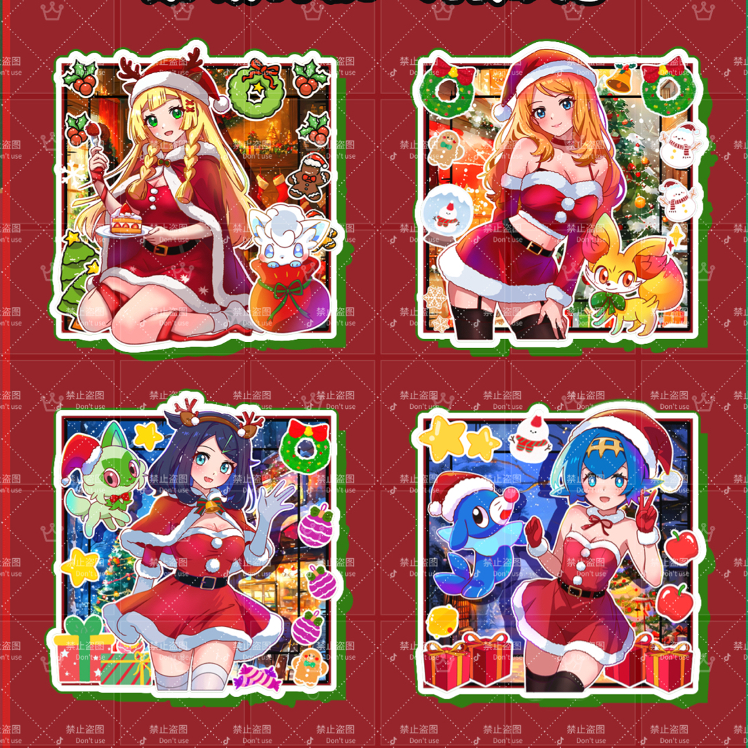 盲盒精灵宝可梦三层木质滴胶冰箱贴二创手绘三层亚克力磁吸贴