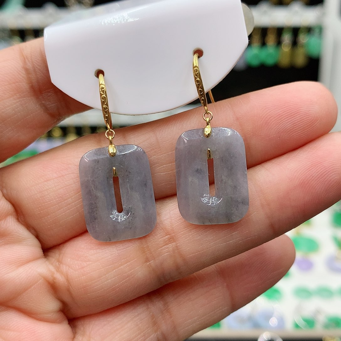 翡翠耳饰18K金镶嵌的