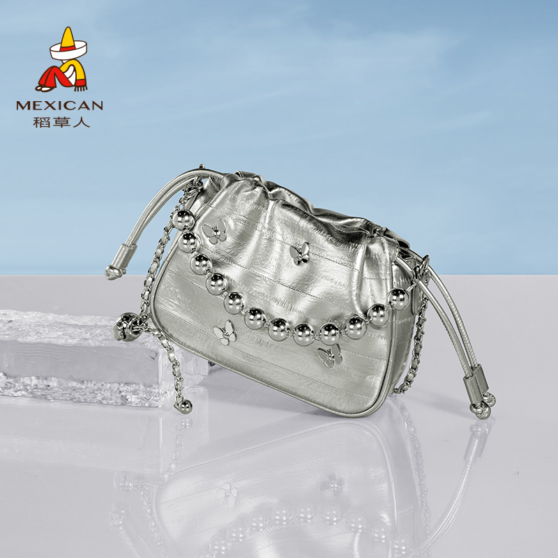 稻草人官方正品女包2025早秋直播爆款网红时尚银色小包单肩斜挎包