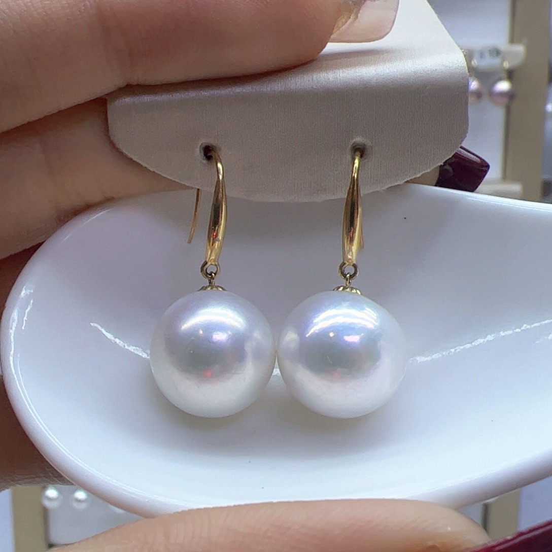 淡水珍珠耳饰18K金镶嵌