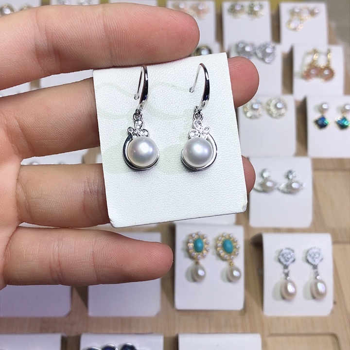 淡水珍珠耳饰银S925镶嵌