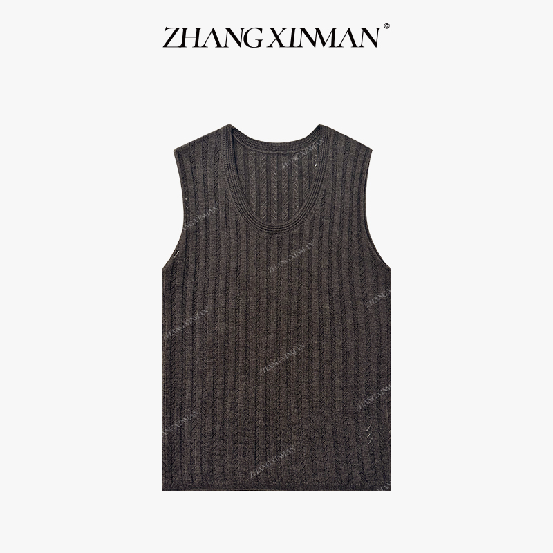 Zxm-【可夏】100美丽诺羊毛针织背心轻薄舒适显瘦百搭无袖打底