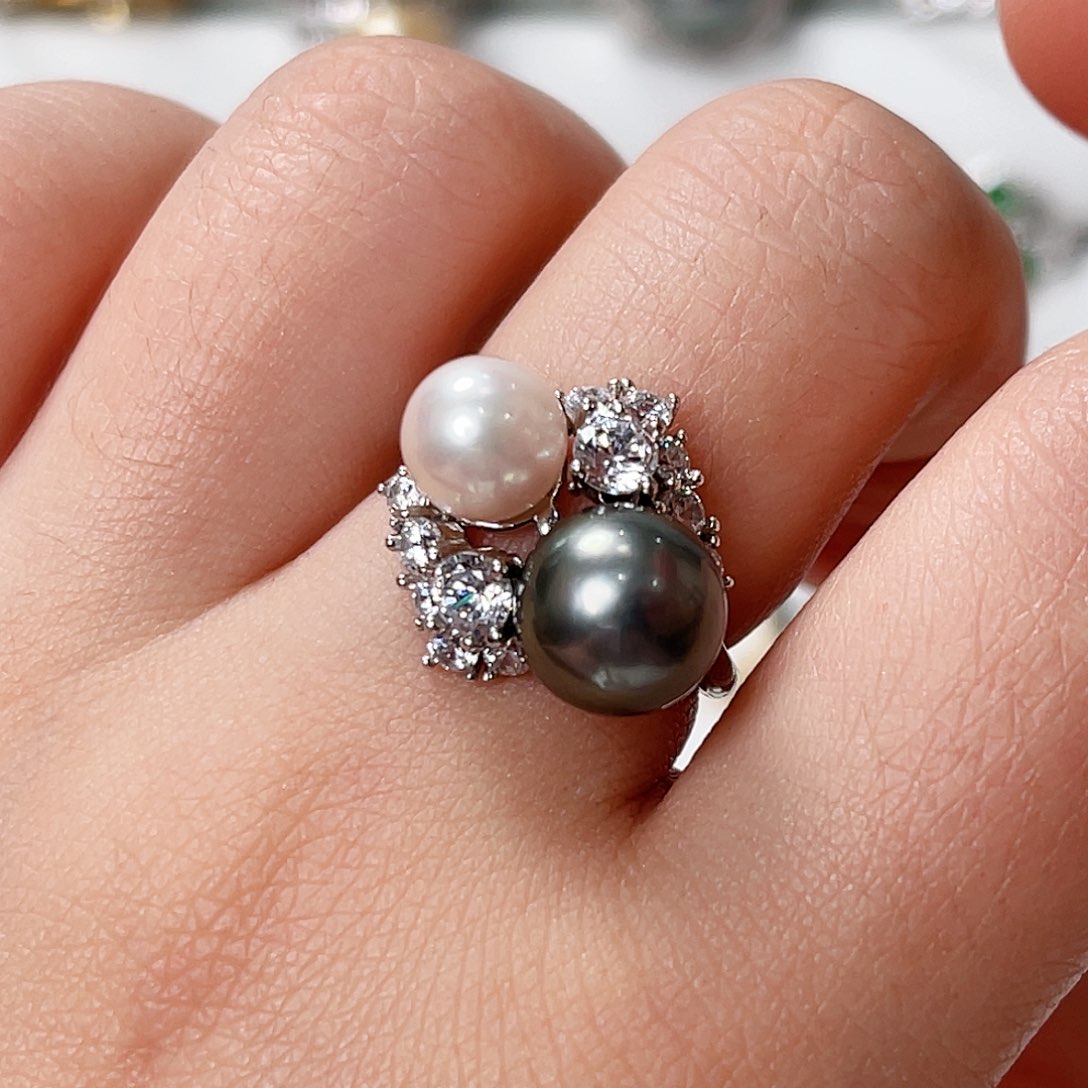 海水珍珠戒指银S925镶嵌